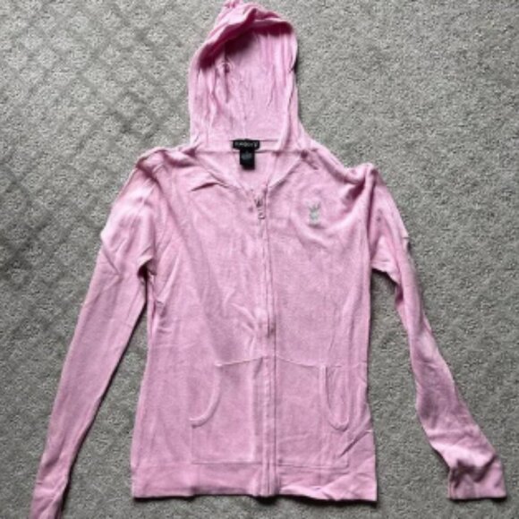 VINTAGE PLAYBOY RARE zip up pink vintage playboy zip sweatshirt sweater size M - Picture 1 of 6